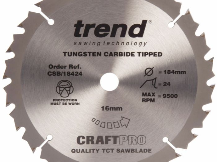 Trend CSB/18424 CraftPro Saw Blade General Purpose 184mm x 16mm x 24T