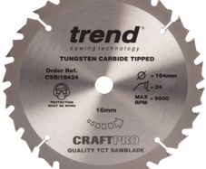 Trend CSB/18424 CraftPro Saw Blade General Purpose 184mm x 16mm x 24T