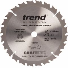 Trend CSB/18424 CraftPro Saw Blade General Purpose 184mm x 16mm x 24T