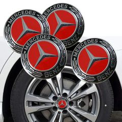 4 x Mercedes Centre Caps (RED) FREE POST