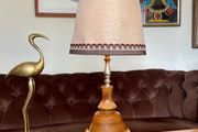 Very Tall Italian Bitossi Style Mid Century Large Ceramic Table Lamp with Shade 1960s