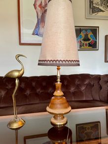 Very Tall Italian Bitossi Style Mid Century Large Ceramic Table Lamp with Shade 1960s