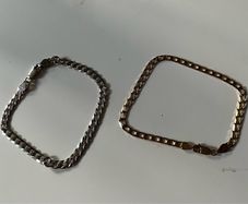 Italian Cuban Link Bracelet Bundle 9K Gold & 925 Silver