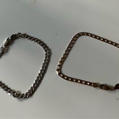 Italian Cuban Link Bracelet Bundle 9K Gold & 925 Silver