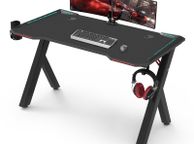 main image for ad Gaming Desk PC Computer Gamer Desk Ergonomic Workstation with RGB LED Lights Headphone Hook Cup Holder for Home Offices