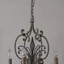 Antique French Circa 1930s Wrought Iron Chandelier with 4 Light Arms Image 5