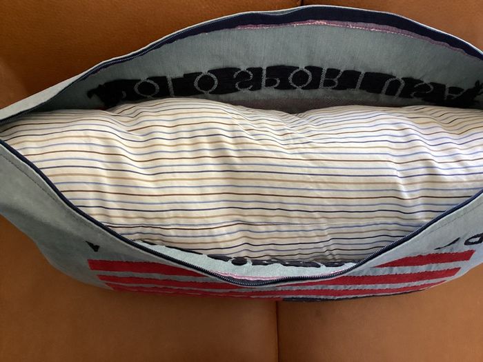 Vintage Polo Sport Ralph Lauren Flag Pillow Cover 25x15 Oversized Lumbar Woven Jacquard Intarsia Americana Throw Pillow 1990s