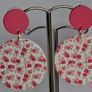 Pink & White Blossom Motif Round Earrings Image 7