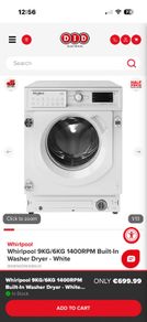 Integrated Washer dryer - Whirlpool 9kg Built-in Washing Machine | BIWMWG91485UK
