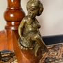French Style Marquetry & Brass Round Centre Table , Cherub Motifs & Glass Top Image 4