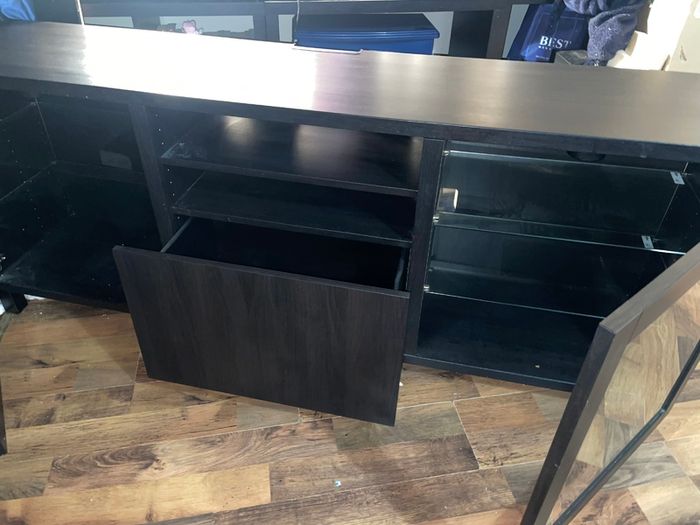 Dark wood effect TV unit