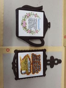 Vintage iron triverts with ceramic tiles