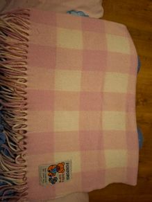 Foxford Baby Lambswool Blanket, Pink Check, Luxury Irish Wool