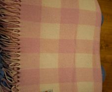 Foxford Baby Lambswool Blanket, Pink Check, Luxury Irish Wool