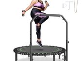 Fitness Trampoline Adults Exercise Rebounder with Handle Heavy Duty Foldable