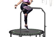 Fitness Trampoline Adults Exercise Rebounder with Handle Heavy Duty Foldable