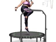 main image for ad Fitness Trampoline Adults Exercise Rebounder with Handle Heavy Duty Foldable