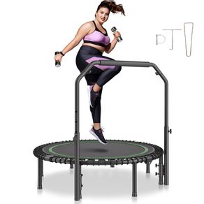 Fitness Trampoline Adults Exercise Rebounder with Handle Heavy Duty Foldable