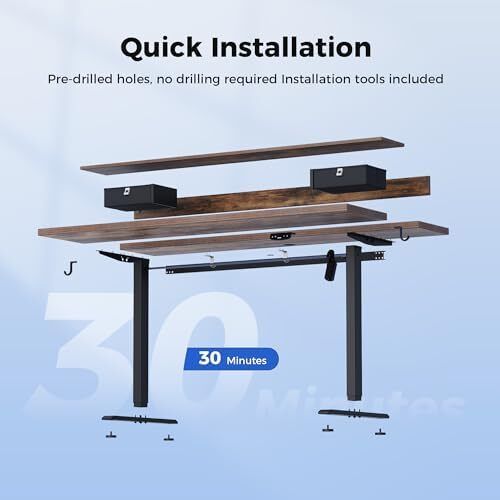 Electric Standing Desk with Drawers 120 x 60 cm, Stable Sit-Stand Desk with Memory Control