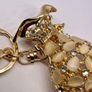 Created White Cats Eye, White Austrian Crystal Vas Keychain In Yellow Gold Tone Image 3