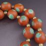 Vintage Venetian Style Orange Floral Glass With pumtek pyu Pendant Necklace Image 7