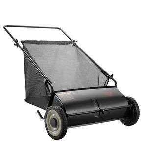 Push Lawn Sweeper, 26-inch Leaf & Grass Collector, Strong Rubber Wheels & Heavy Duty Thickened Steel, Durable to Use with Large Capacity 7 cu. ft. Mesh Collection Hopper Bag