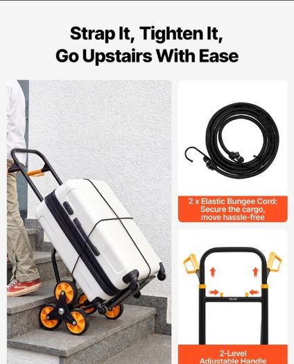Heavy Duty Stair Climbing Cart 200kg Folding Hand Truck with 6 Wheels