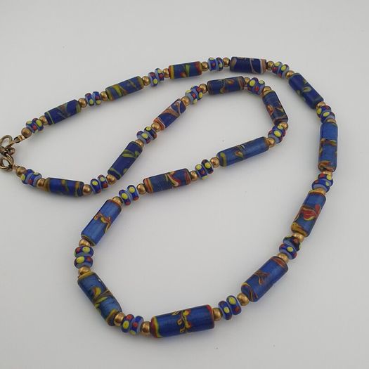 Vintage Venetian Style Floral Glass Beads Necklace