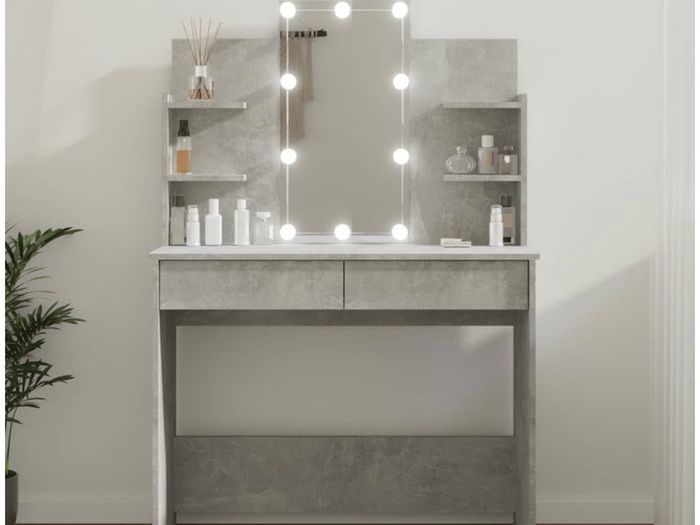 Dressing Table With Led Concrete Grey 96x40x142 Cm Multiple Colours Available (free Postage)