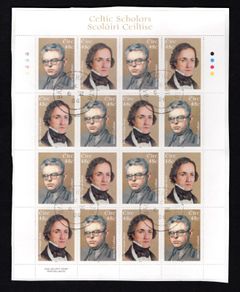 2006 Ireland Celtic Scholars (Johann Zeuss (Founder of Celtix Philogy) & Mairtin O'Cadhain (Gaelic novelist)) Commemorative Stamp Sheetlet Plate 1B1B1B1B Fine CDS Used with Dublin cancel of 6th June 2006 (Frist day of issue)
