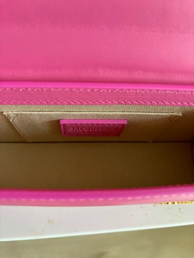New Jacquemus Le Chiquito Long Pink Leather Top Handle Bag Strap Dust Bag
