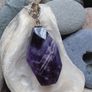 Amethyst pendant, Gemstone jewellery, Feb birthstone, Stainless steel chain, Jewellery, Gift Image 3