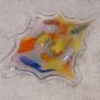 Stunning Vintage Mid Century Italian Hand-Blown Art Glass Candy Dish in a Pulled Lobe Shape with Clear Stretched Edges and a Multi-Coloured Tutti Frutti Colourway in Oranges, Yellows, Pinks and Blues, Attributed to Murano, No Sticker Image 3