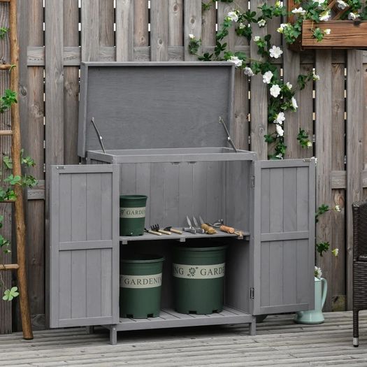 Outdoor Garden Storage Shed Tool Wooden Box Double Doors (FREE SHIPPING)