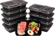 NEW SALE | [10 Pack, 32oz] 2 Compartment Plastic Meal Prep Containers - Reusable BPA Free Food Containers