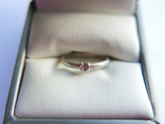 Vintage Serling Silver 925 Ruby Pebble Stacking Ring Size J1/2 - 1,2g