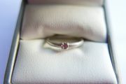 Vintage Serling Silver 925 Ruby Pebble Stacking Ring Size J1/2 - 1,2g