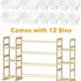 Toy Storage Organizer with 6 Shelves and 12 Bins, Bookshelf/Bookcase, Kids Bin Shelf, Toys Box for Playroom Organization for Bedroom & Room Decor, White, 52.3" W Image 5
