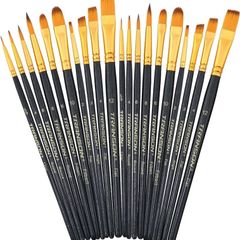 20pcs Bulk Art Painting Brush Set for Acrylic Watercolor Gouache Hobby Craft Face Painting