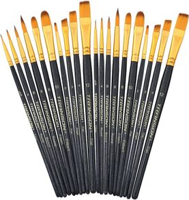 20pcs Bulk Art Painting Brush Set for Acrylic Watercolor Gouache Hobby Craft Face Painting