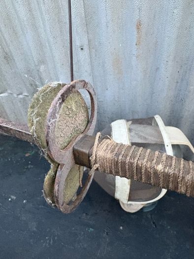 Vintage French Foils, Epee, Sabre and fencing mask. c1920