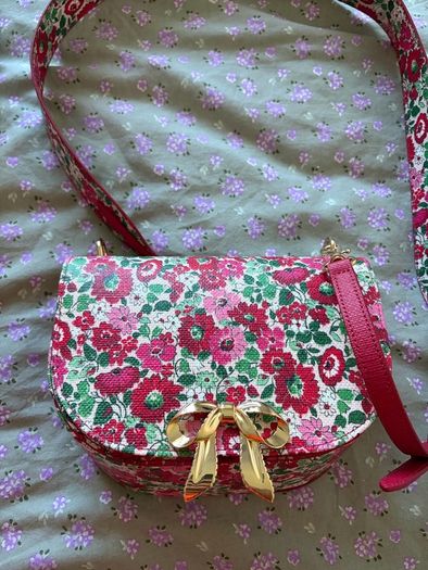 Kate Widson Floral Crossbody Bag with Gold Bow Clasp