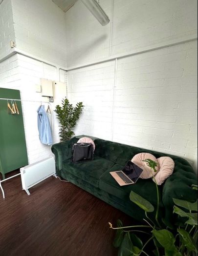 green velvet couch