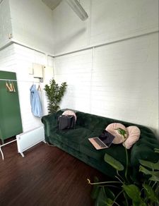 green velvet couch
