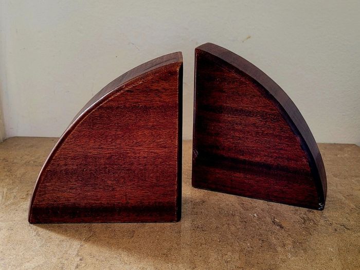 Art deco teak bookends