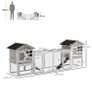 2 in 1 Rabbit Hutch Outdoor Guinea Pig Hutch Bunny Run Double Main House with Run, No-Leak Tray 259 x 64 x 92cm, Grey Image 2