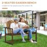 Outdoor Wooden Garden Bench, Patio Loveseat Chair with Slatted Backrest and Smooth Armrests for Two People, for Yard, Lawn, Porch, Carbonised Finish Image 5