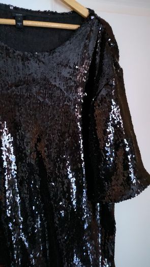 New River Island Women blouse , sequins, Black, size UK 14