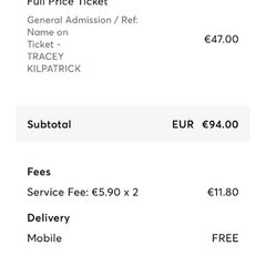 tickets bell x 1