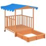 Kids Playhouse with Sandbox Fir Wood Blue UV50 Image 4